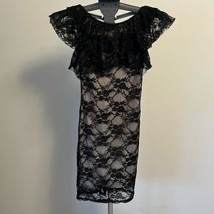Off the shoulder black lace dress sz XS